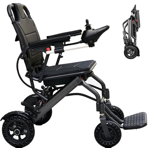 Ultra Lightweight Foldable Electric Wheelchair for Adults, 13 kg Portable Power Chair, 360° Joystick Control